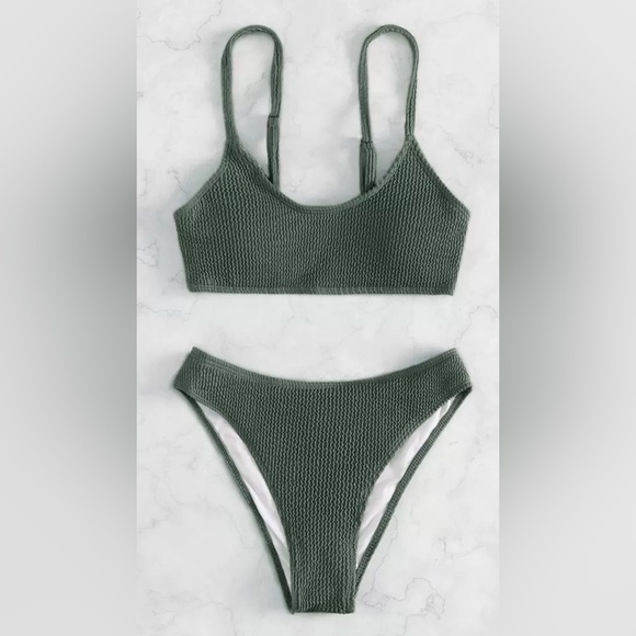 Bikini Sets for Women Solid Textured Bikini Bathing Suits 2 Piece Swimsuit - Picture 8 of 14